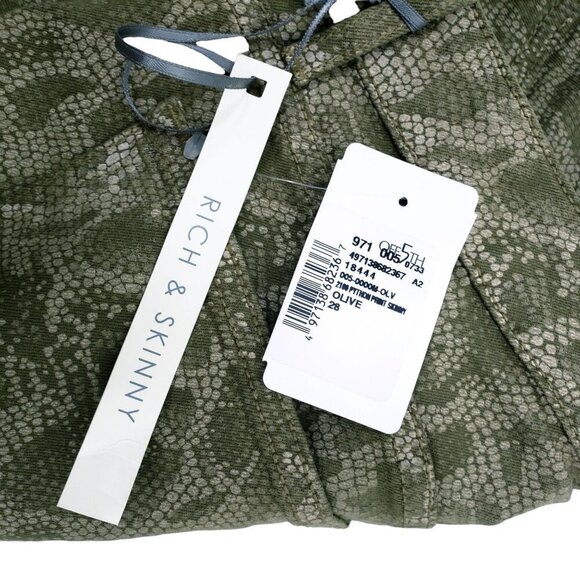 NEW RICH & SKINNY Legacy Snakeskin Jeans Olive Green Women's Size 28 - Picture 5 of 11